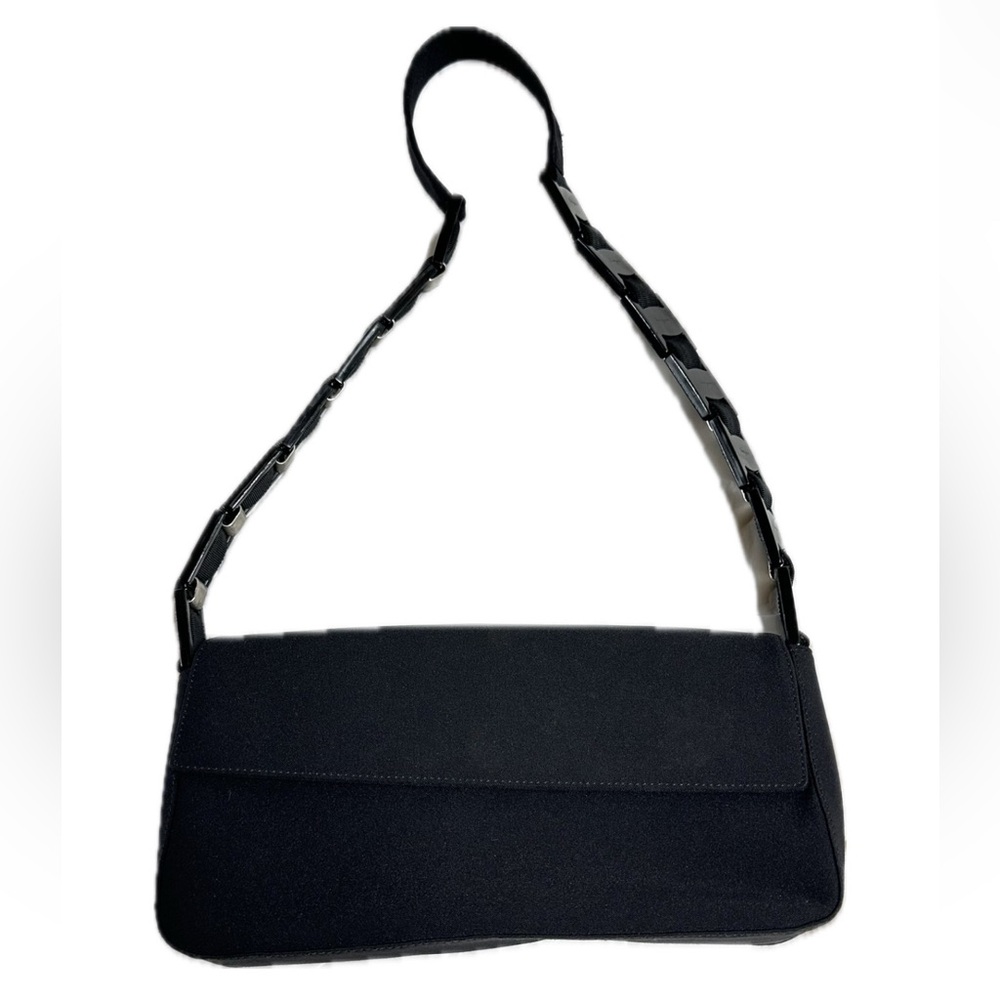 Salvatore Ferragamo Black Chain Shoulder Bag Varra Nylon